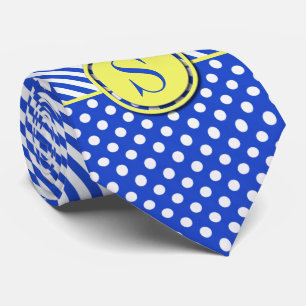 Royal Blue Polka Dots and Stripes Monogram STaylor Krawatte