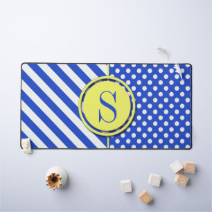 Royal Blue Polka Dots and Stripes Monogram STaylor Schreibtischunterlage