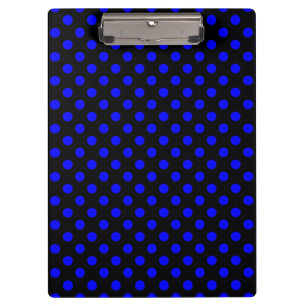 Royal Blue Polka Dots auf Black Klemmbrett