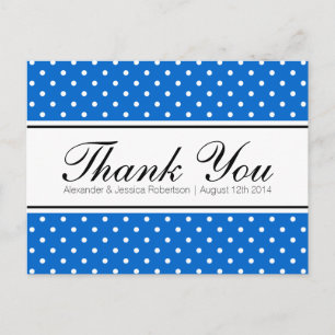 Royal Blue Polka Dots Hochzeit danke Postkarten