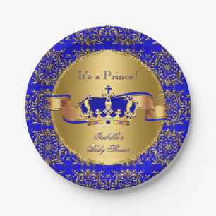 Royal Blue Prince Crown Baby Shower Boy Pappteller