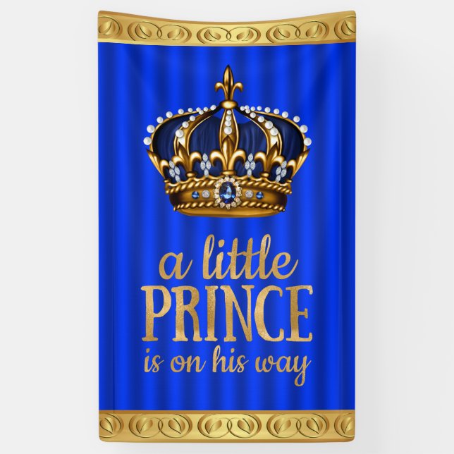Royal Blue Prince Crown Boy Prince Baby Dusche Banner (Vertikal)