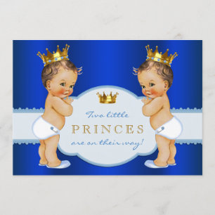Royal Blue Prince Twin Boy Baby Dusche Einladung