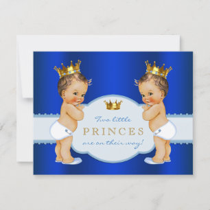 Royal Blue Prince Twin Boy Baby Dusche Einladung