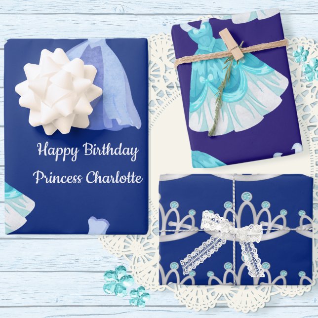 Royal Blue Princess Birthday Geschenkpapier Set (Von Creator hochgeladen)