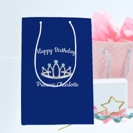 Royal Blue Princess Tiara Birthday Medium Geschenk Mittlere Geschenktüte