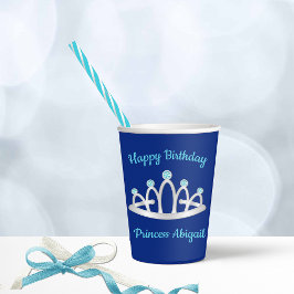Royal Blue Princess Tiara Birthday Party Pappbecher