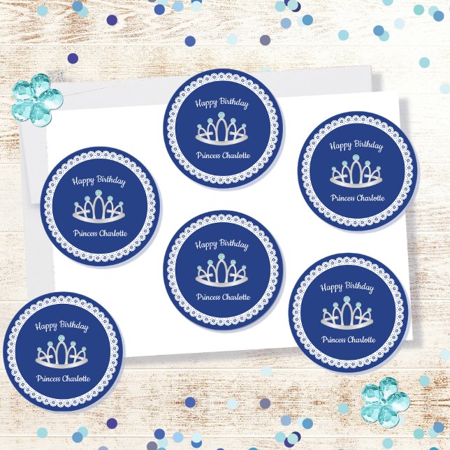 Royal Blue Princess Tiara Geburtstagsparty Sticker (Von Creator hochgeladen)