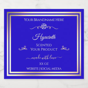 Royal Blue Product Label Gold Frame Vintage Rose Alkoholflaschenetikett