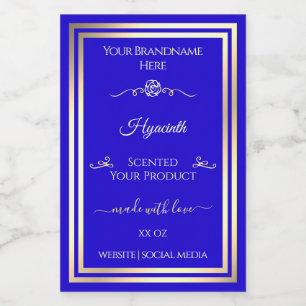 Royal Blue Product Label Gold Frame Vintage Rose Lebensmitteletikett