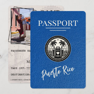 Royal Blue Puerto Rico Passport Save The Date
