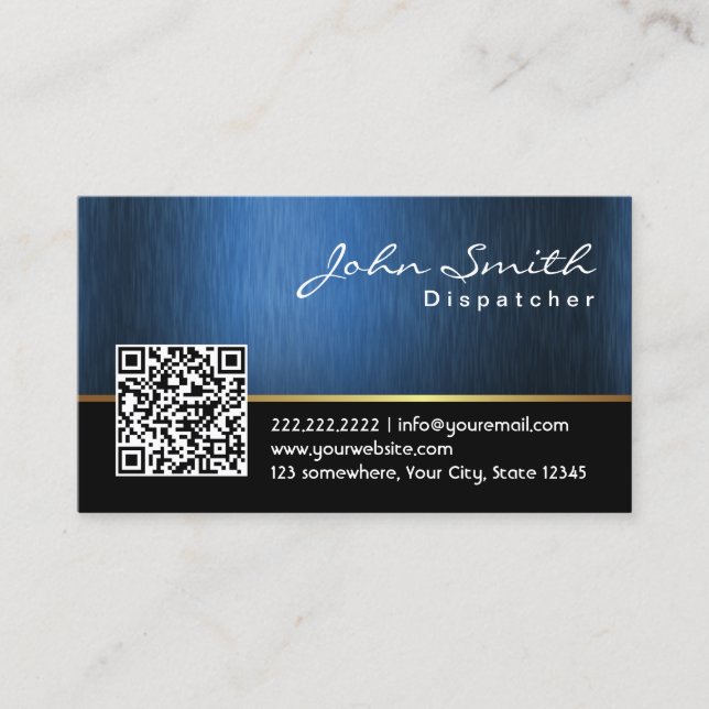 Royal Blue QR Code Dispatcher Business Card Visitenkarte (Vorderseite)