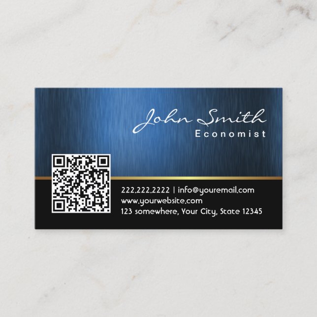 Royal Blue QR Code Economist Business Card Visitenkarte (Vorderseite)
