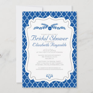 Royal Blue Quatrefoil Bridal Dusche Einladungen