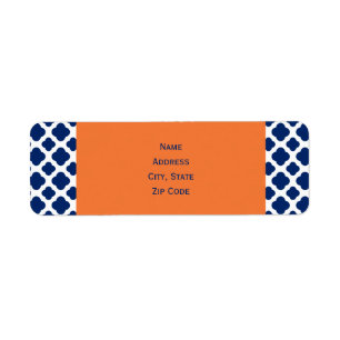 Royal Blue Quatrefoil Pattern mit Orange