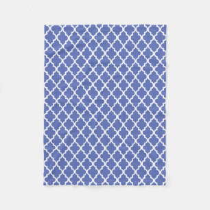 Royal Blue Quatrefoil Tiles Pattern Fleecedecke