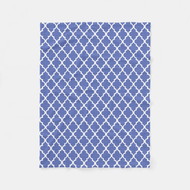 Royal Blue Quatrefoil Tiles Pattern Fleecedecke (Vorderseite)