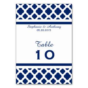 Royal Blue Quatrefoil Wedding Tischnummer