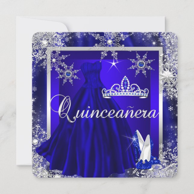 Royal Blue Quinceanera 15. Elite Elegant Geburtsta Einladung (Vorderseite)