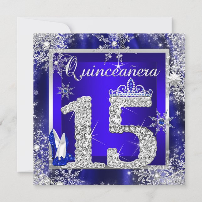 Royal Blue Quinceanera 15. Elite Elegant Geburtsta Einladung (Vorderseite)
