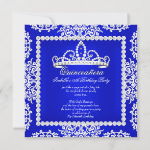 Royal Blue Quinceanera 15. Geburtstagsparty Tiara Einladung