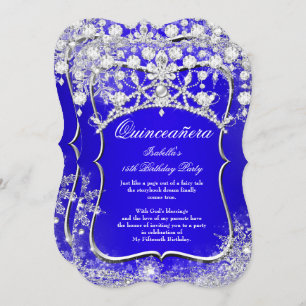 Royal Blue Quinceanera 15. Winter Wonderland Einladung