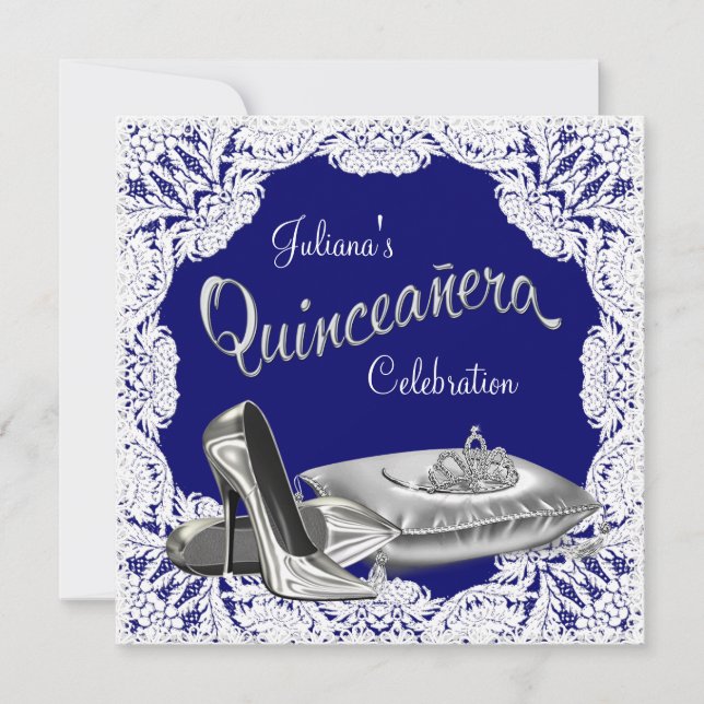 Royal Blue Quinceanera Einladung (Vorderseite)