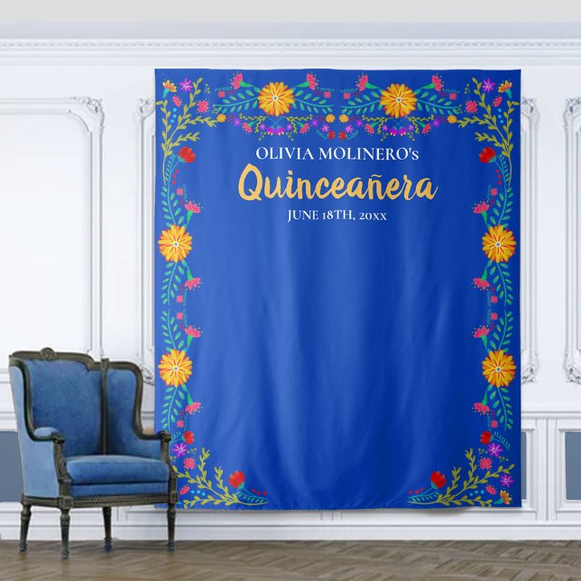Royal Blue Quinceanera Foto Stand Hintergrund Wandteppich (Von Creator hochgeladen)