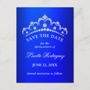 Royal Blue Quinceanera Save The Date auf Deutsch Postkarte