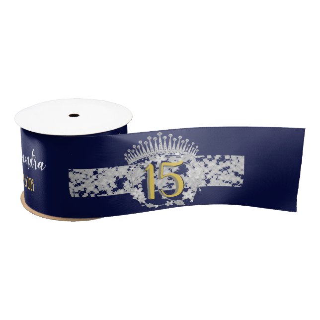 Royal Blue Quinceanera Vintag Boho Spanisch Satinband (Spule)