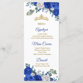 Royal Blue Quinceñera Menu Card Menükarte