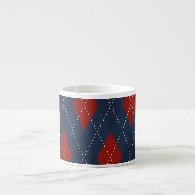 Royal Blue Raute Weihnachtsmuster Espressotasse (Vorderseite)