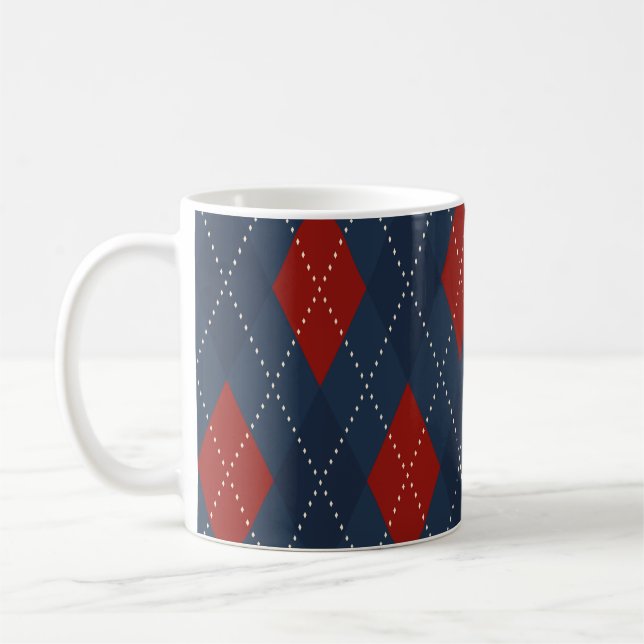 Royal Blue Raute Weihnachtsmuster Kaffeetasse (Links)