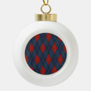 Royal Blue Raute Weihnachtsmuster Keramik Kugel-Ornament