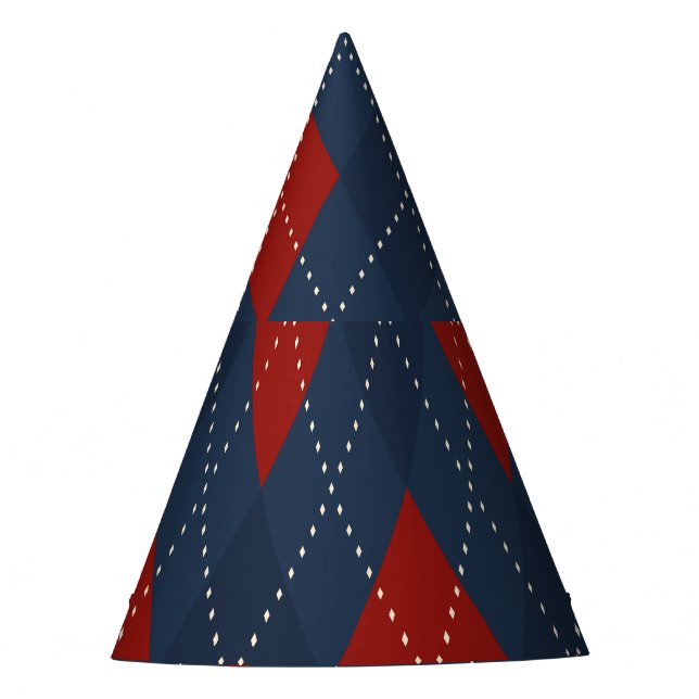Royal Blue Raute Weihnachtsmuster Partyhütchen (Vorderseite)
