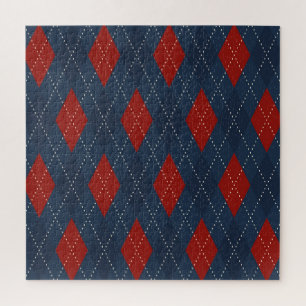 Royal Blue Raute Weihnachtsmuster Puzzle