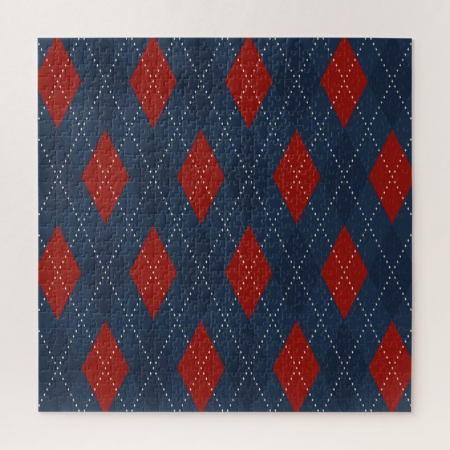 Royal Blue Raute Weihnachtsmuster Puzzle (Vertikal)