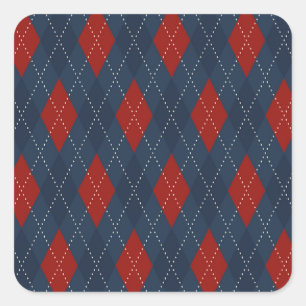 Royal Blue Raute Weihnachtsmuster Quadratischer Aufkleber