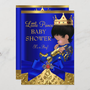 Royal Blue Red Gold Prince Boy Baby Shower Ethnic Einladung