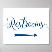 Royal Blue Restrooms Sign - Direktion nach rechts