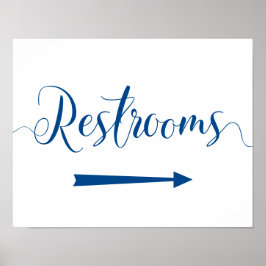 Royal Blue Restrooms Sign - Direktion nach rechts Poster