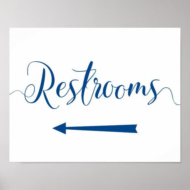 Royal Blue Restrooms Sign - Links Arrow-Richtung Poster (Vorne)