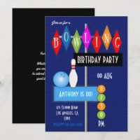 Royal Blue Retro Bowling Birthday Party
