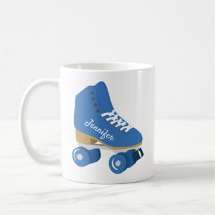 Royal Blue Retro Quad Roller Skate Personalisiert Kaffeetasse