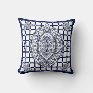 Royal Blue Reversible Throw Pillow Kissen