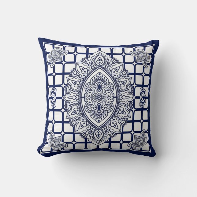 Royal Blue Reversible Throw Pillow Kissen (Vorderseite)