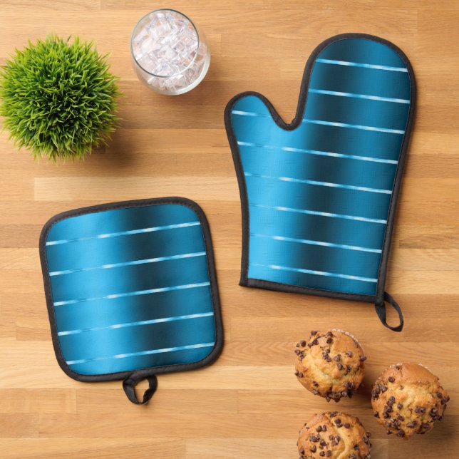 Royal Blue Ribbon Bow Brautparty Ofenhandschuh & Topflappen-Set (Oben Unten)