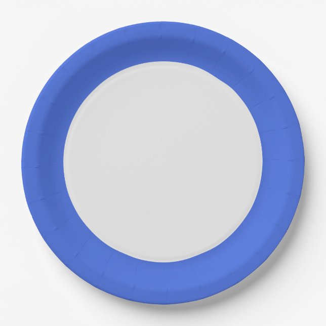 Royal Blue Rim Paper Plate - Anpassbar Pappteller (Vorderseite)