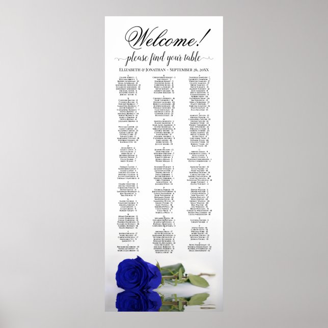 Royal Blue Rose Alphabeating Chart Poster (Vorne)