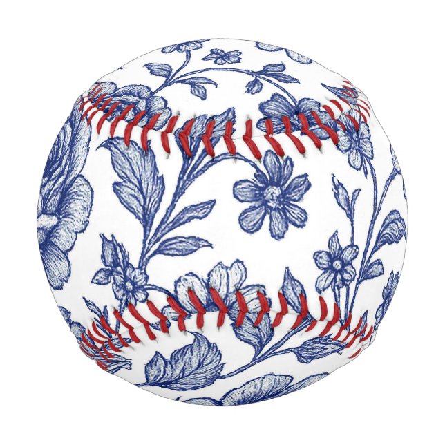Royal Blue Rose Blumenmuster Baseball (Vorderseite)